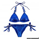 EDITHA Women Fashion Sequins Cotton Bikini Tankini Two Piece Swimsuit Set Tie-up Swimwear 625blue B07DQGZQ3S
